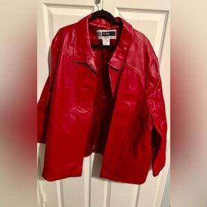 301- red real leather jacket size 32
